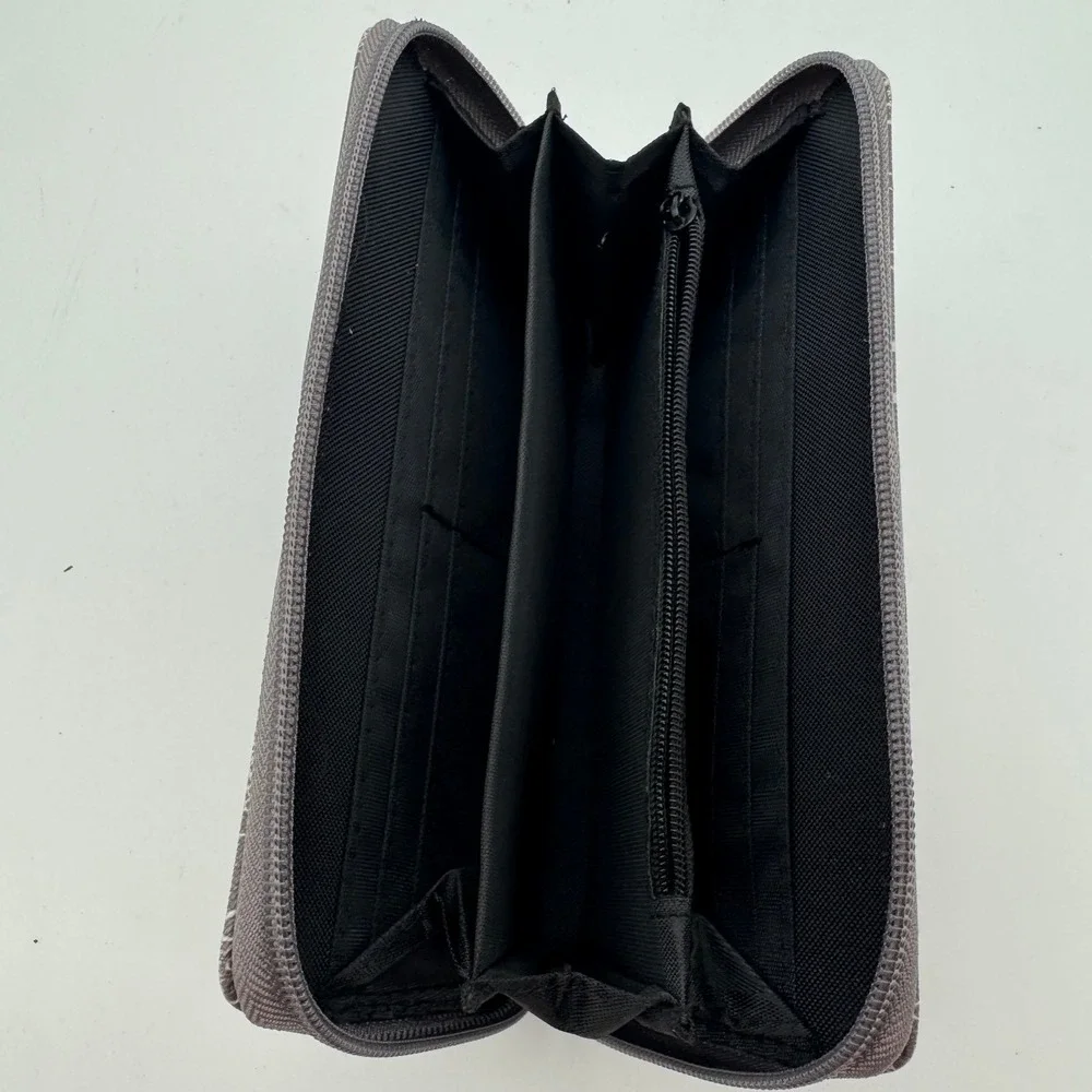 Owl Print Zip Around Wallet Clutch Organizer‎ Brown Gray Women's